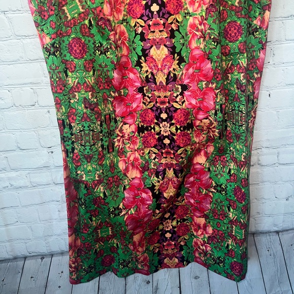 Madison Leigh Woman Green & Red Tropical Dress size 14W - Picture 7 of 11